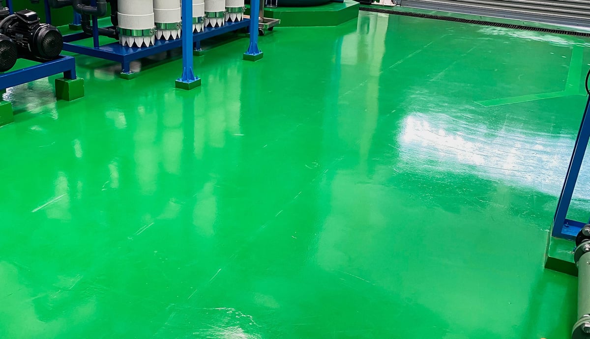 Green epoxy floor industrial facility