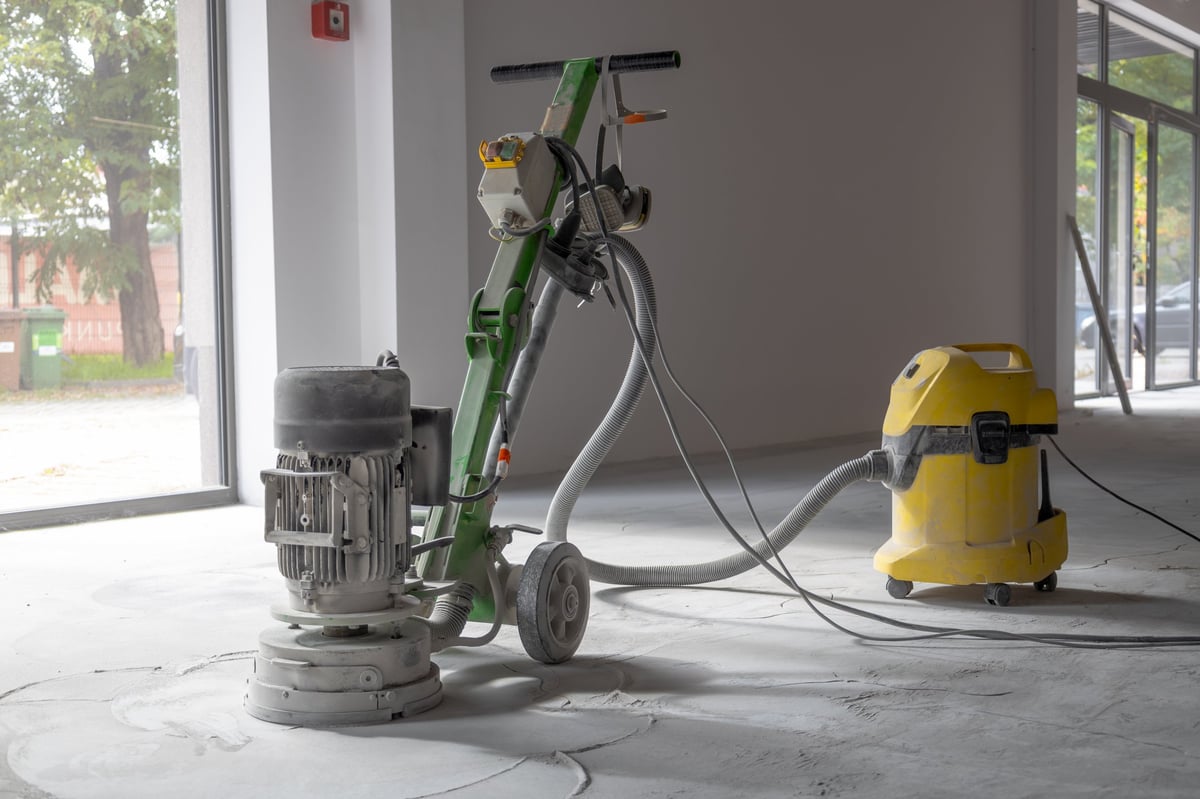Professional concrete floor grinding preparation