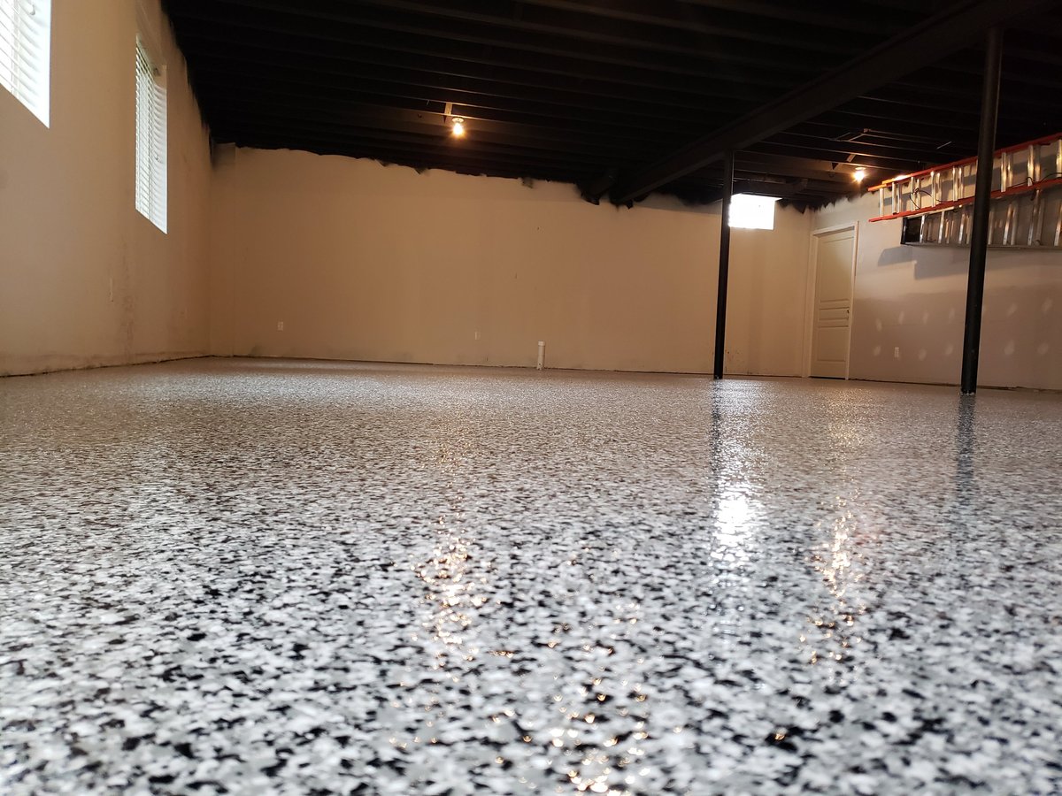 Epoxy coating basement floor
