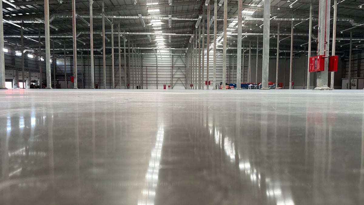 Industrial facility with polished concrete floor