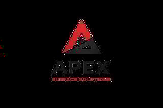 Apex Business Solutions logo featuring a red and dark gray mountain triangle design with company name text below
